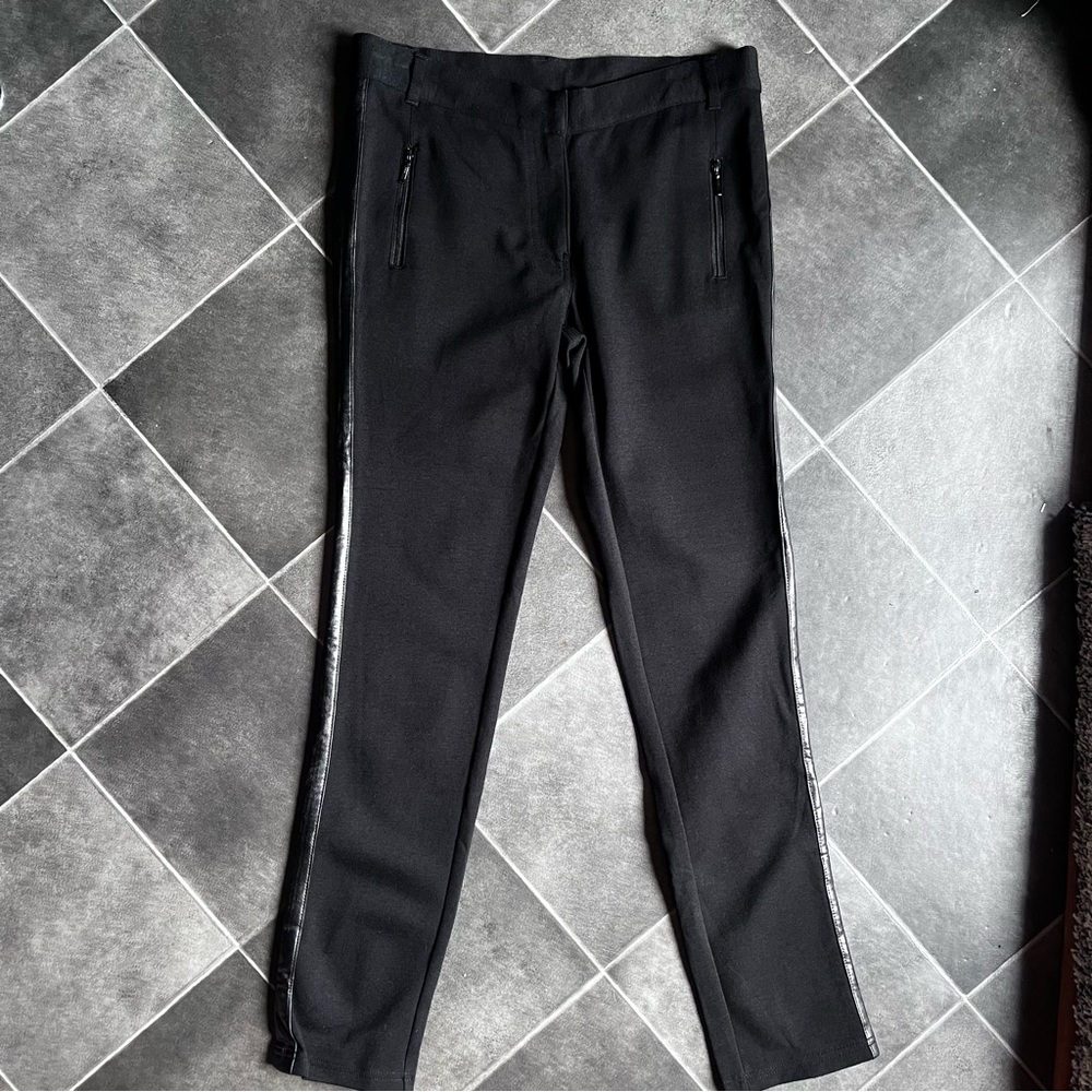 INC International Concepts Women 6P Black Dress Pants Side Stripe Moto Chic